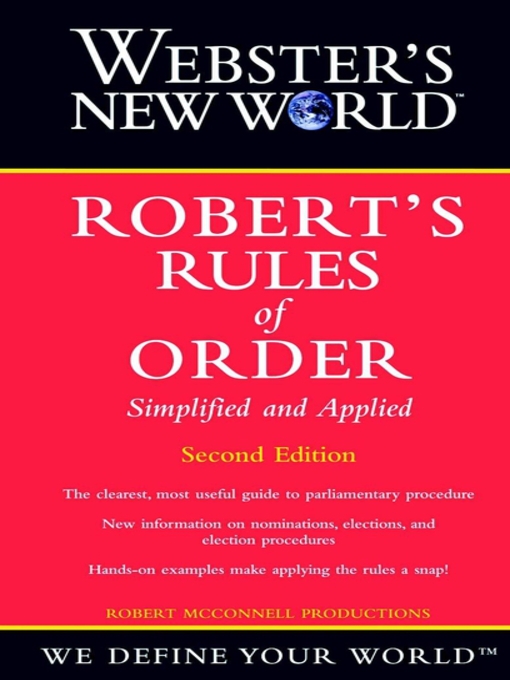 Cover image for Webster's New World Robert's Rules of Order Simplified and Applied